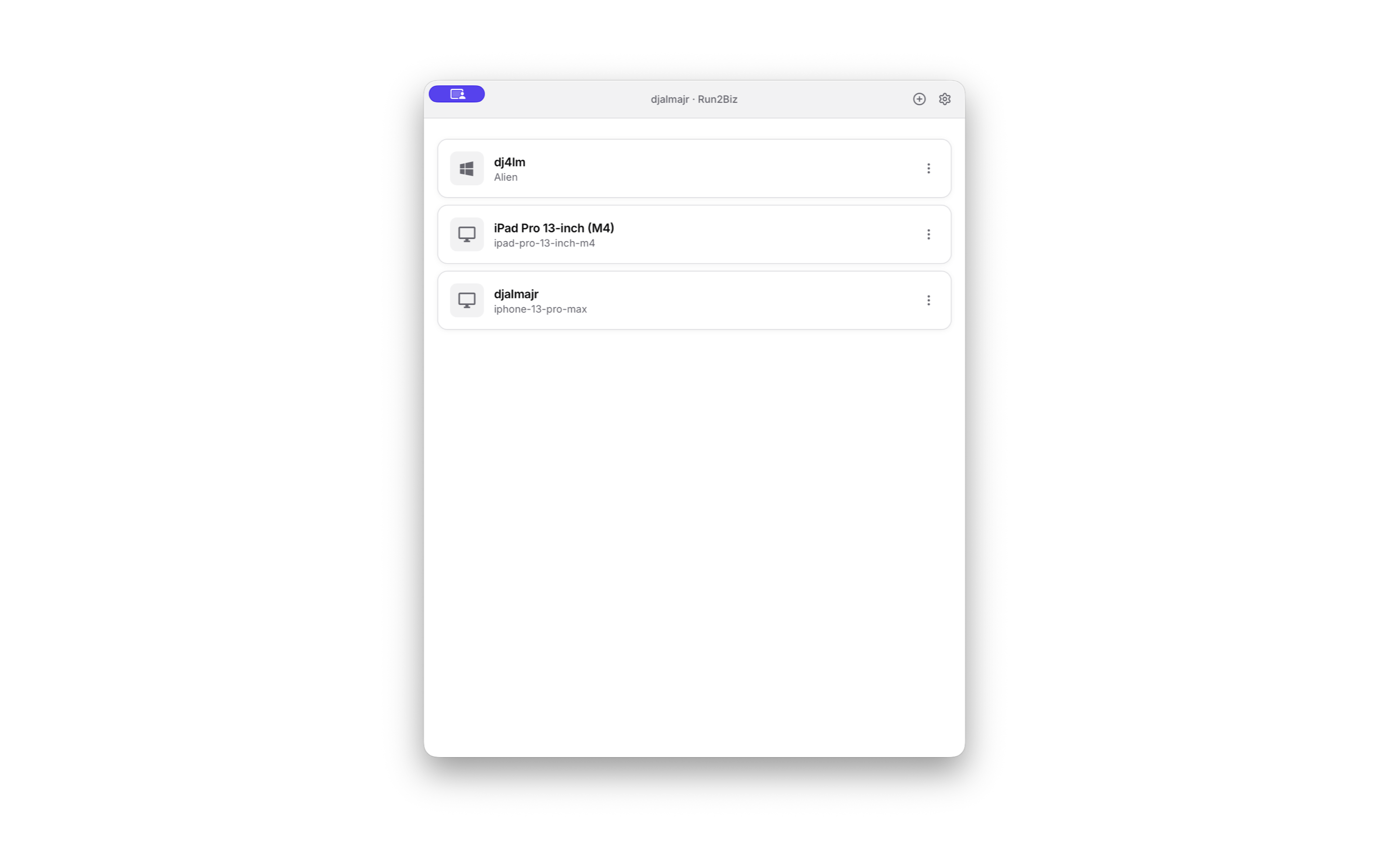 Dukto no macOS listando aparelhos próximos